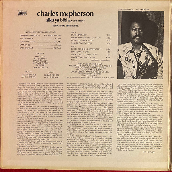 Charles McPherson - Siku Ya Bibi (Day Of The Lady) (LP, Album, Gat)