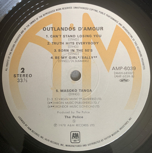 The Police - Outlandos D'Amour (LP, Album, Blu)