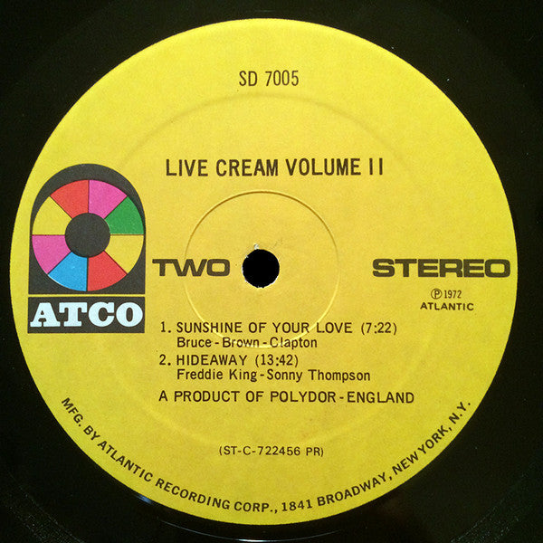 Cream (2) - Live Cream Volume II (LP, Album, PR)