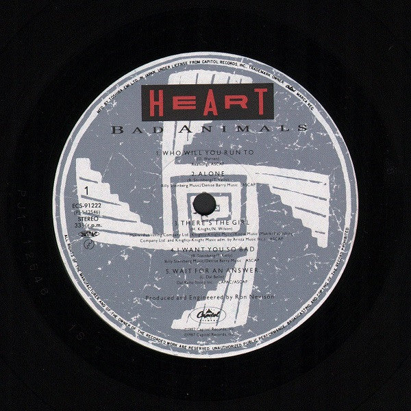 Heart - Bad Animals + Live In Japan '86 (LP, Album, Ltd + 7"")