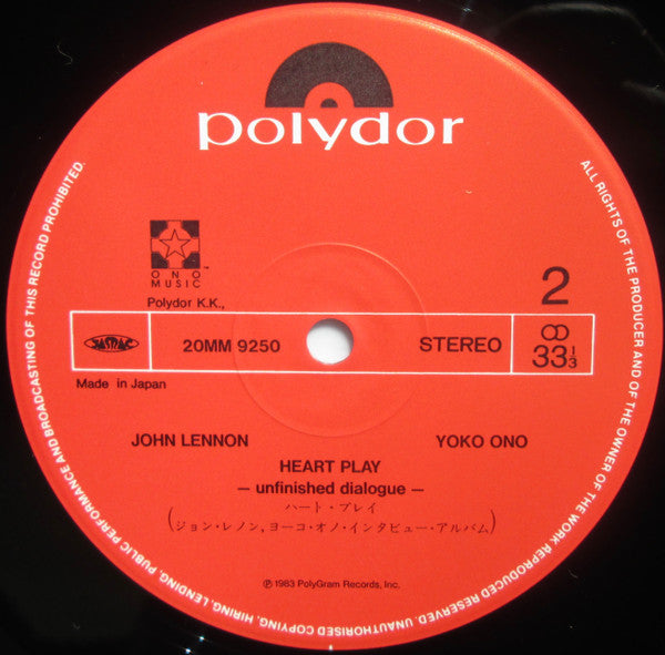 John Lennon / Yoko Ono* - Heart Play: Unfinished Dialogue (LP, Album)