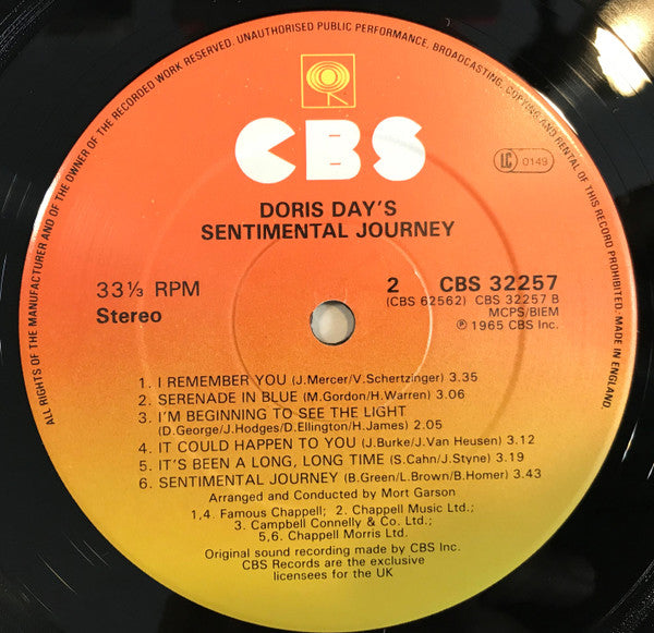 Doris Day - Doris Day's Sentimental Journey (LP, Album, RE)
