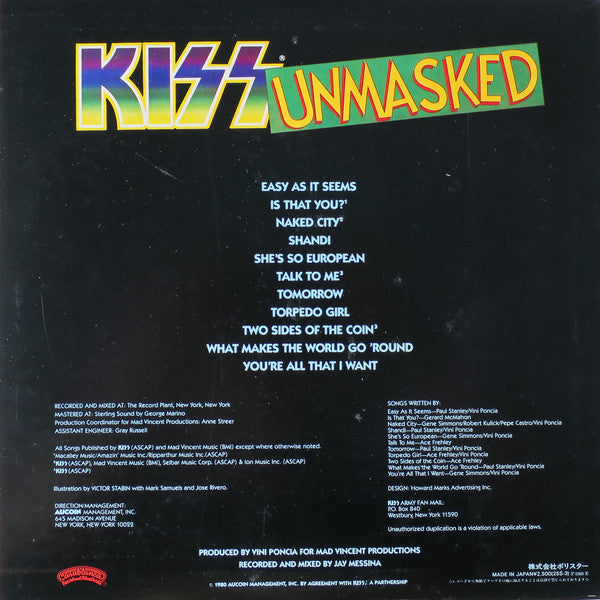 Kiss - Unmasked (LP, Album, Ltd, Ini)