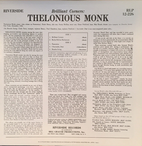 Thelonious Monk - Brilliant Corners (LP, Album, Mono, RE)