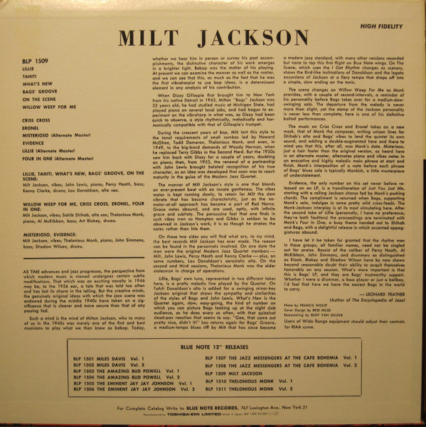 Milt Jackson - Milt Jackson With John Lewis, Percy Heath, Kenny Cla...