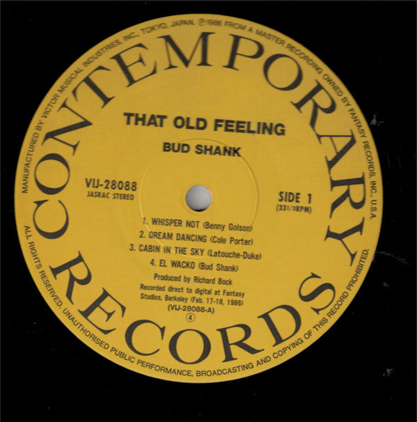Bud Shank Quartet - That Old Feeling (LP, Dig)