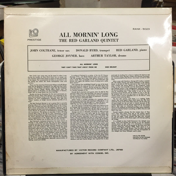Red Garland - All Mornin' Long(LP, Album, Mono)