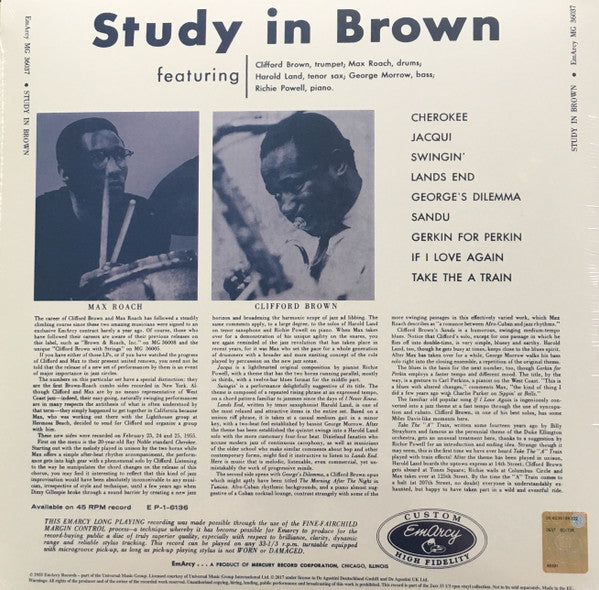 Clifford Brown And Max Roach - Study In Brown(LP, Album, Mono, RE, ...