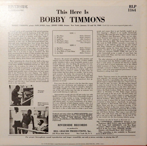 Bobby Timmons - This Here Is Bobby Timmons (LP, Album, RE)
