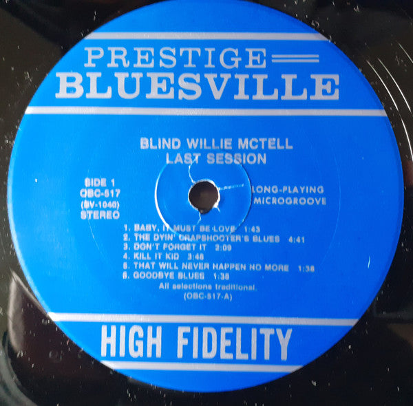 Blind Willie McTell - Last Session (LP, Album, RE, RM)