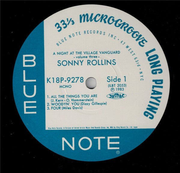 Sonny Rollins - A Night At The ""Village Vanguard"" Volume 3(LP, Al...