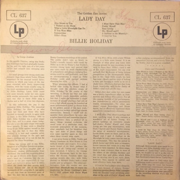 Billie Holiday - Lady Day (LP, Comp, Mono, RP)
