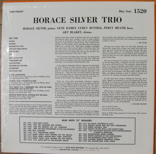 Horace Silver - Horace Silver Trio (LP, Comp, Mono, RE, RM)