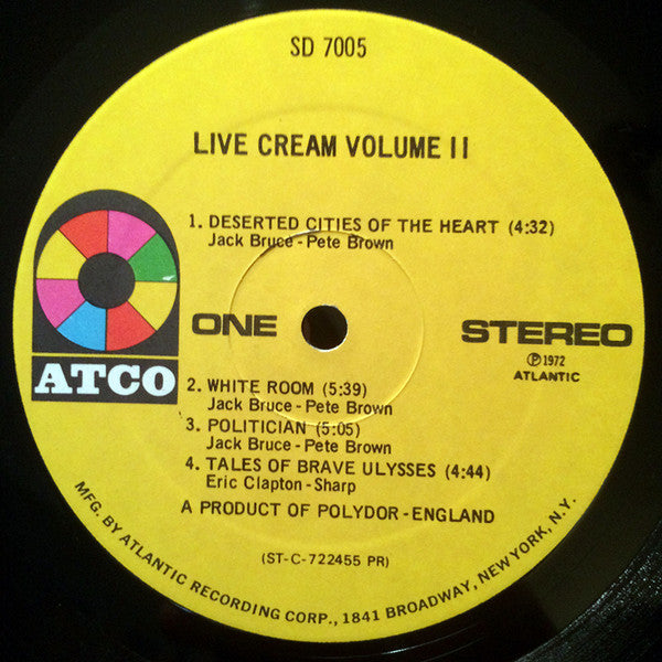 Cream (2) - Live Cream Volume II (LP, Album, PR)