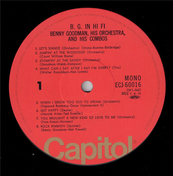 Benny Goodman - B.G. In Hi Fi(LP, Album, Mono, RE)