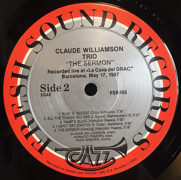 Claude Williamson Trio* - Live! ""The Sermon"" (LP, Album)