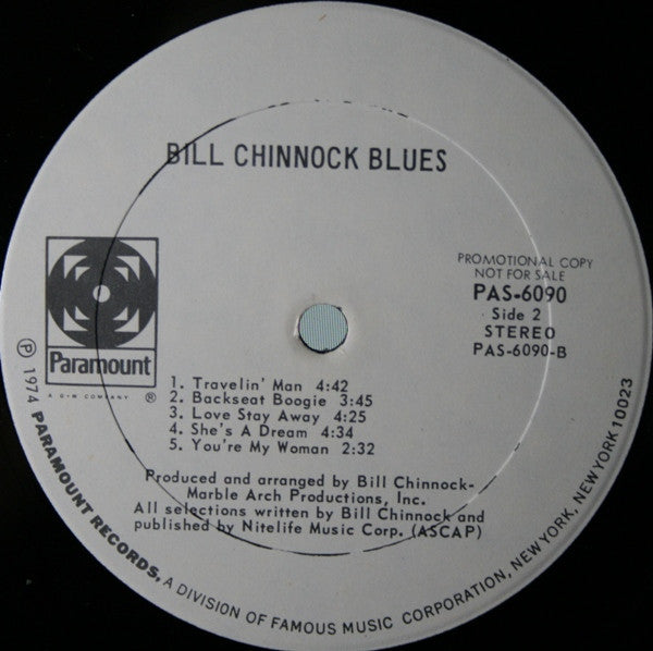 Bill Chinnock - Bill Chinnock Blues (LP, Album, Promo)