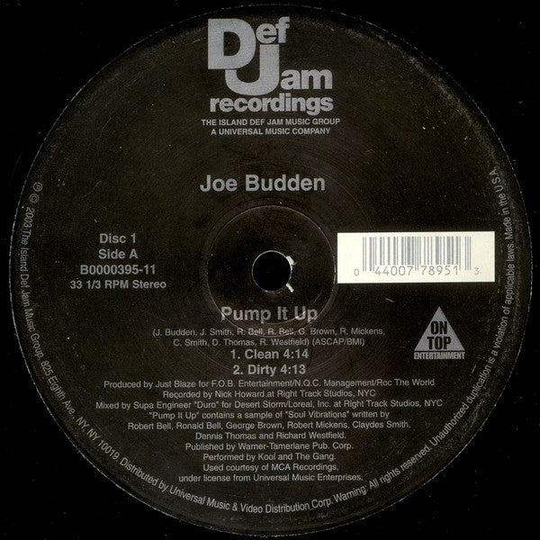 Joe Budden - Pump It Up (12"")