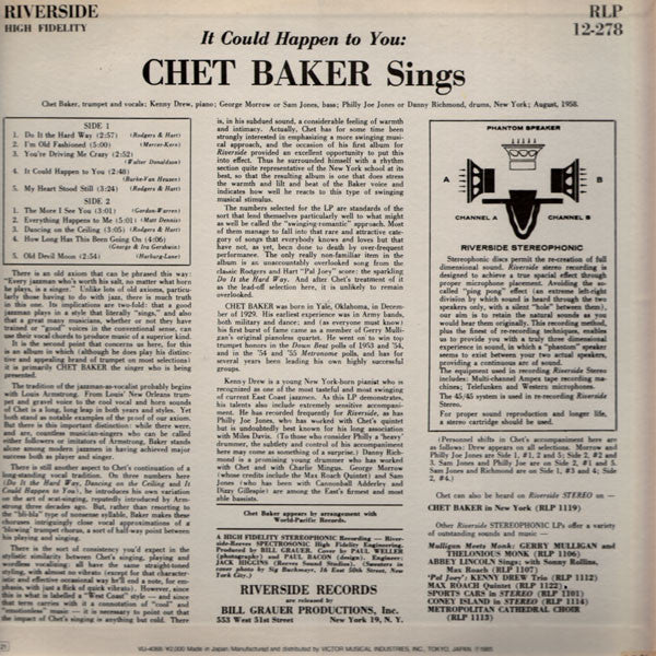 Chet Baker - It Could Happen To You (LP, Album, Mono, RE)
