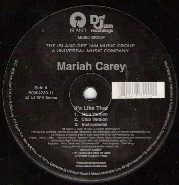 Mariah Carey - It's Like That (12"")