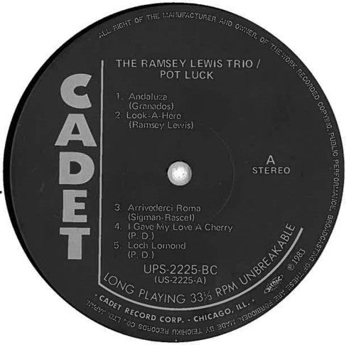 The Ramsey Lewis Trio - Pot Luck (LP, Album, RE)