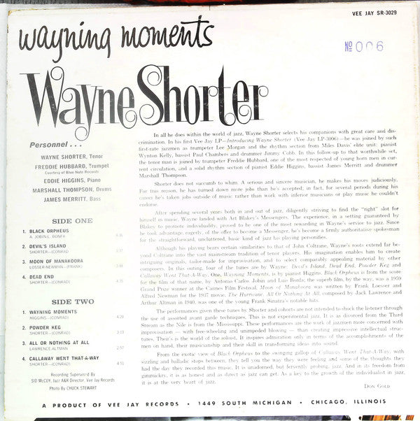 Wayne Shorter - Wayning Moments (LP, Album, Mono, RE)