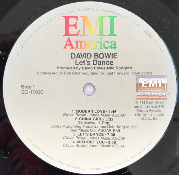 David Bowie - Let's Dance (LP, Album, Jac)