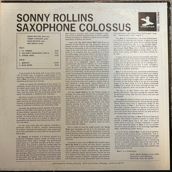 Sonny Rollins - Saxophone Colossus (LP, Album, RE)