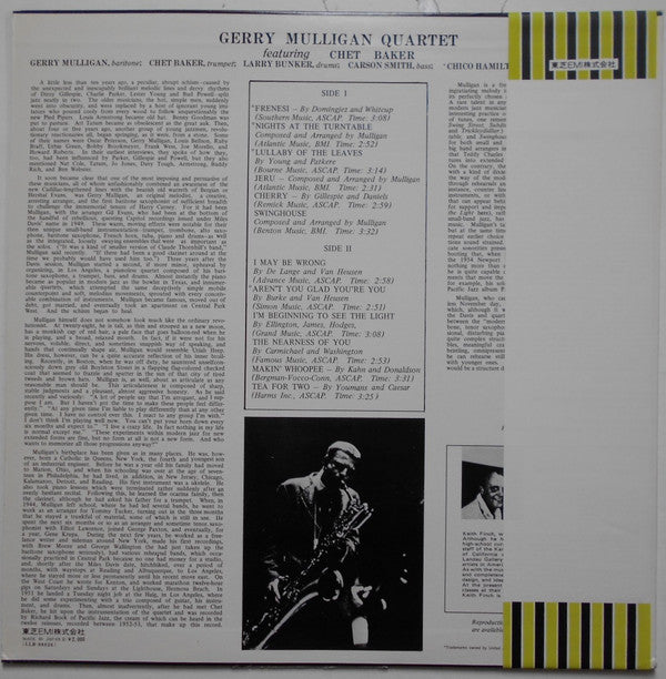 Gerry Mulligan Quartet - Pacific Jazz (LP, Album)