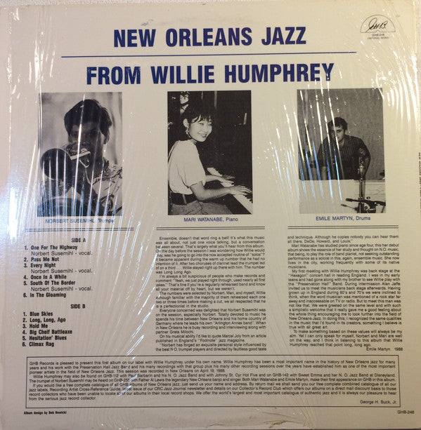 Willie Humphrey - New Orleans Jazz From Willie Humphrey(LP, Album, ...