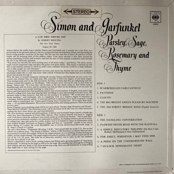 Simon & Garfunkel - Parsley, Sage, Rosemary And Thyme (LP, Album)