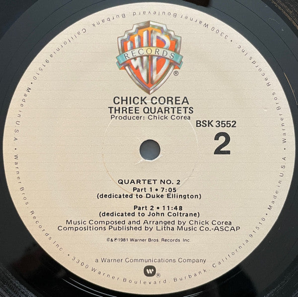 Chick Corea - Three Quartets  (LP, Album)