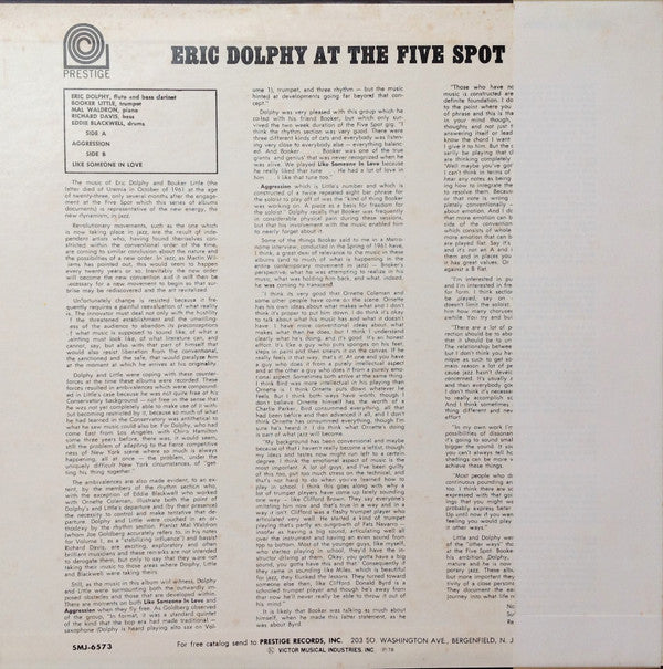 Eric Dolphy - At The Five Spot Volume 2 = エリック・ドルフィー・アット・ザ・ファイブ・スポッ...