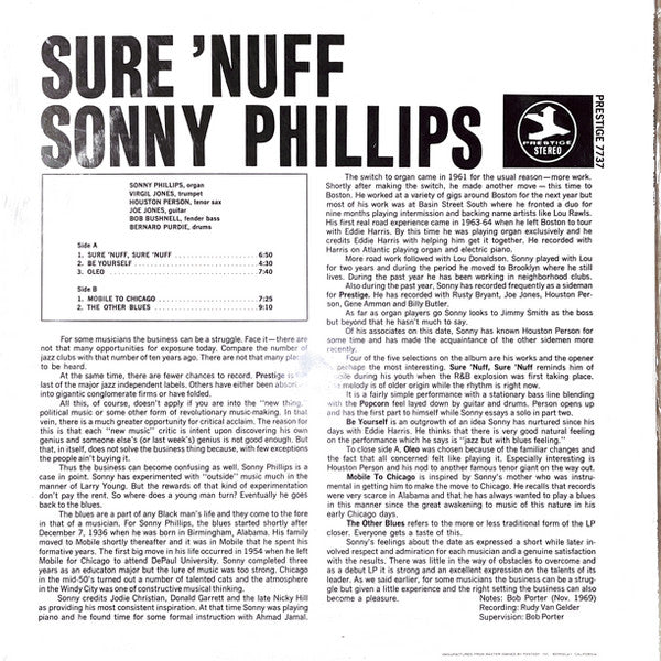 Sonny Phillips - Sure 'Nuff (LP, RE)