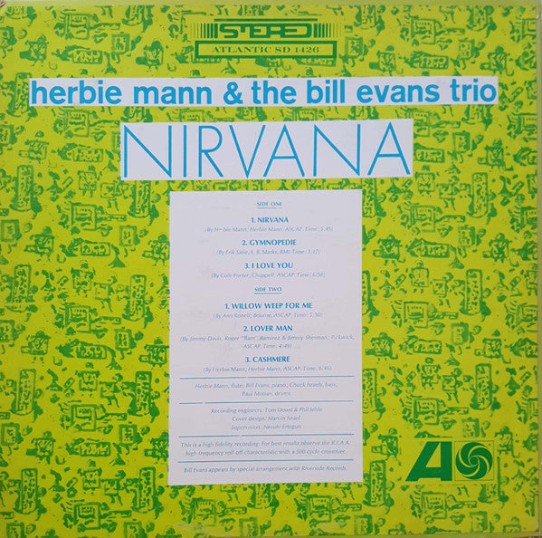 Herbie Mann & The Bill Evans Trio - Nirvana (LP, Album, RE, Mon)