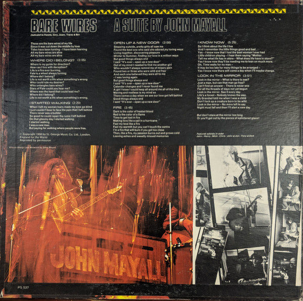 John Mayall's Bluesbreakers* - Bare Wires (LP, Album, Pit)