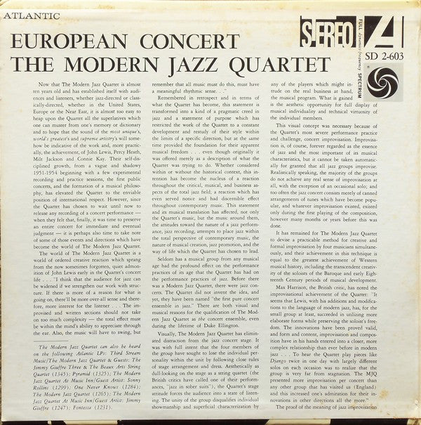 The Modern Jazz Quartet - European Concert (2xLP, Album, PR)