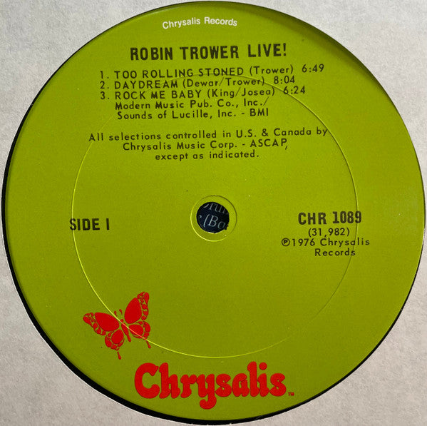 Robin Trower - Robin Trower Live! (LP, Album, Pit)