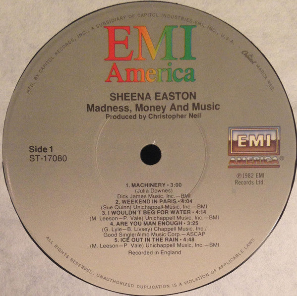 Sheena Easton - Madness, Money And Music (LP, Album, Jac)