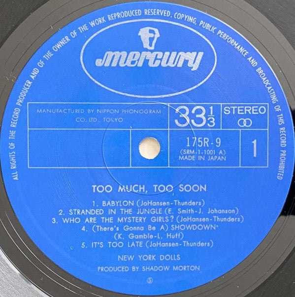New York Dolls - Too Much Too Soon (LP, Album, RE)