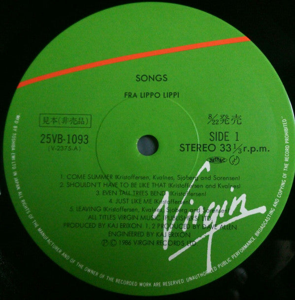 Fra Lippo Lippi - Songs (LP, Album, Promo)