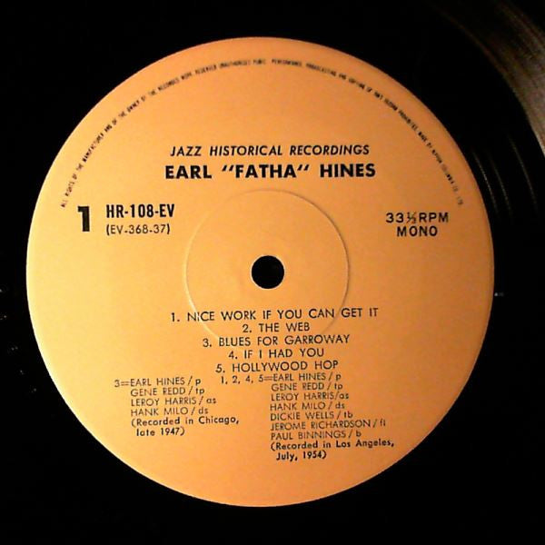 Earl Hines - Earl ""Fatha"" Hines (LP, Mono)