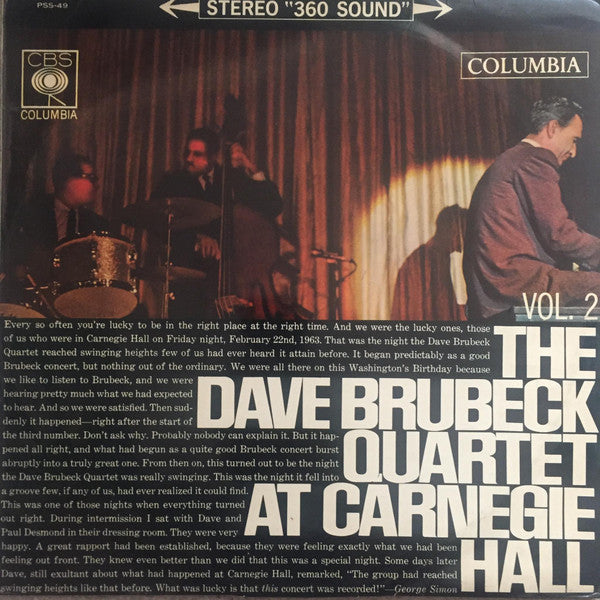 The Dave Brubeck Quartet - At Carnegie Hall (Vol. 2) (LP)