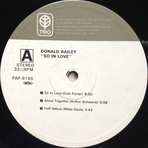 Donald Bailey - So In Love (LP, Album)