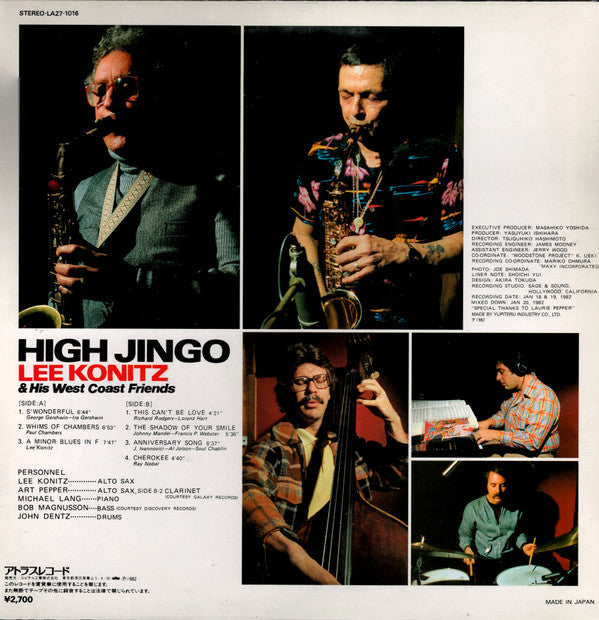Lee Konitz & His West Coast Friends - High Jingo (LP, Album)