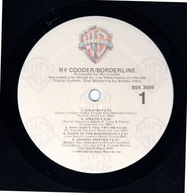 Ry Cooder - Borderline (LP, Album, Spe)