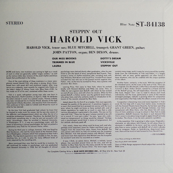 Harold Vick - Steppin' Out! (LP, Album, Ltd, RE)
