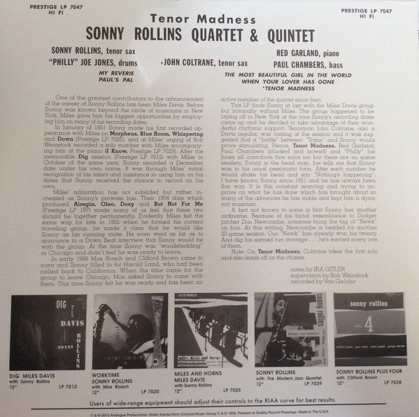 Sonny Rollins Quartet - Tenor Madness (LP, Album, Mono, Ltd, RE, 200)