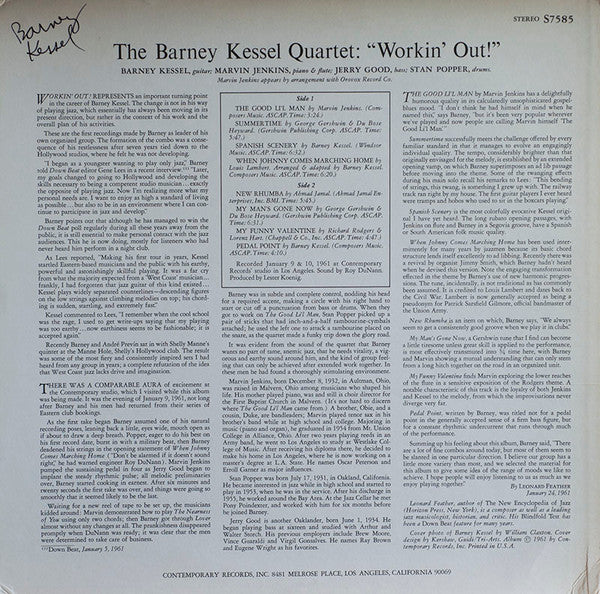 The Barney Kessel Quartet - Workin' Out (LP, Album, RE)