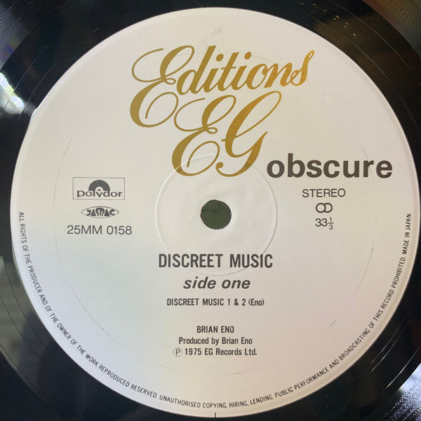 Brian Eno - Discreet Music (LP, Album, RE)